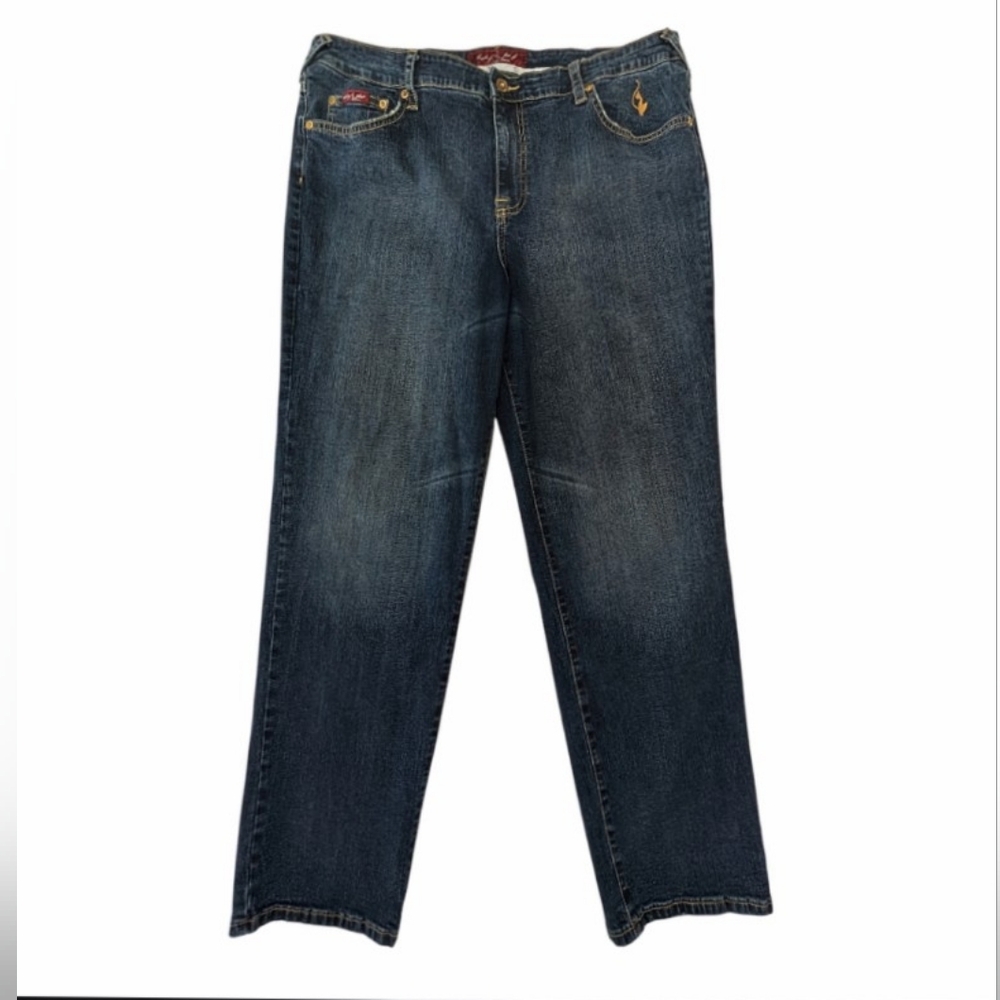 Baby Phat Women Dark Wash Denim Straight Leg Jeans Plus Size 20 High Rise Casual